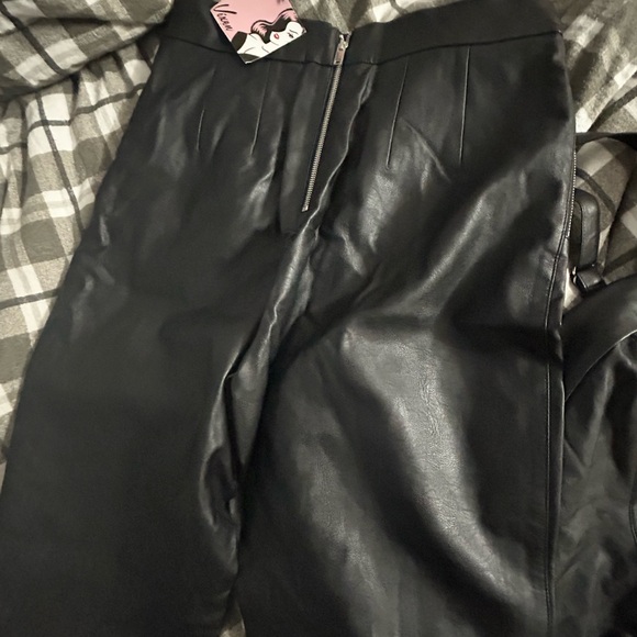 Vixen by Micheline Pitt Bad Girl Black Vegan Leather Cigarette Pants - Picture 2 of 3